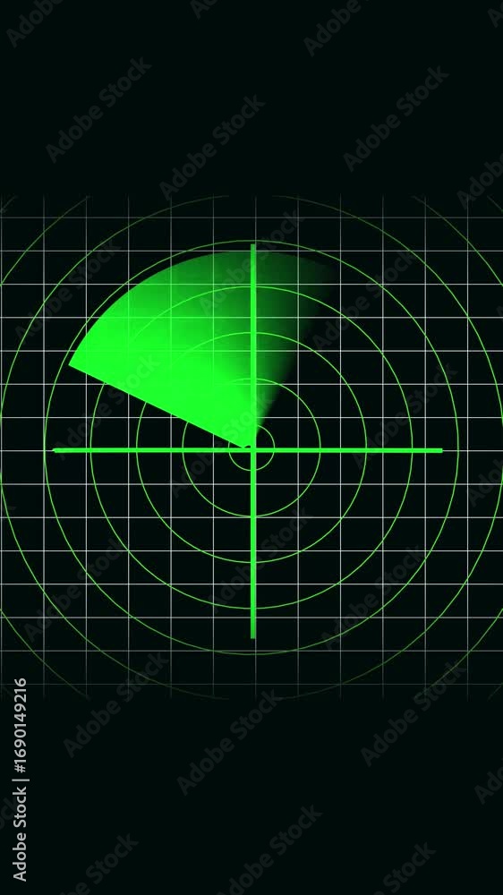 Aufkleber technology interface monitoring surveillance detection radar screen vertical video. rotating radar s