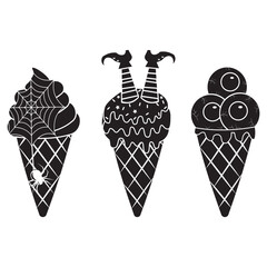 Terrible Halloween Ice Cream, black stencil