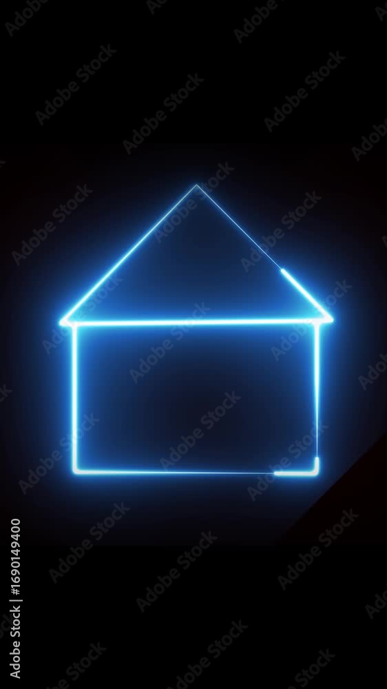 Poster technology interface futuristic hud element digital background vertical video. glowing neon house sh