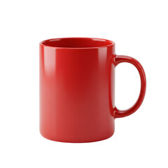 Vibrant Red Ceramic Mug Isolated on Transparent Background