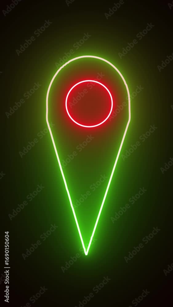 Aufkleber map pin gps navigation technology interface app design vertical video. neon glowing map pin animatio