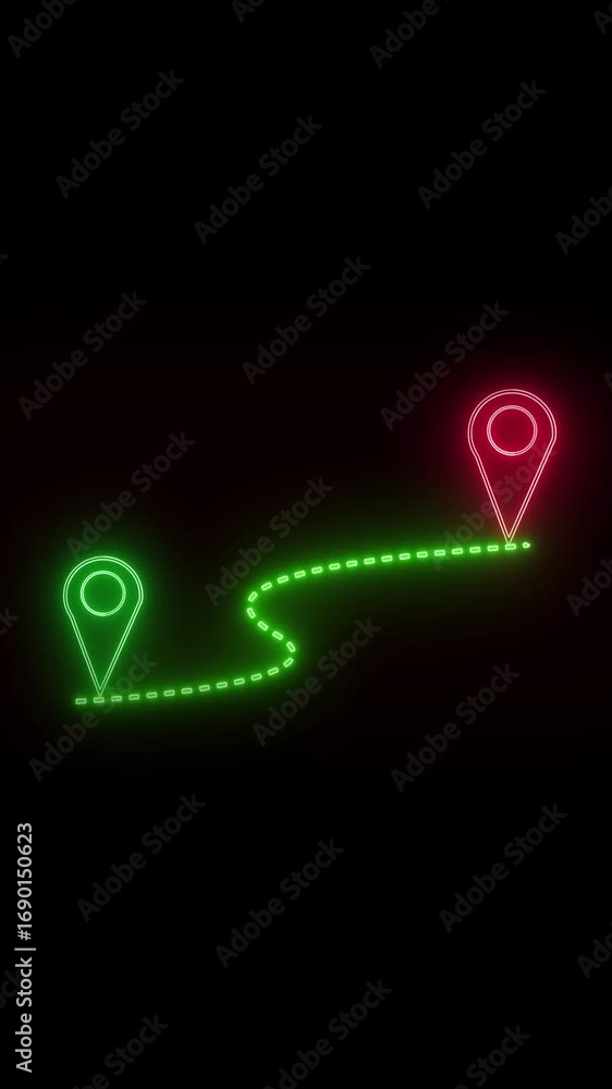 Aufkleber travel destination tracker glowing pins motion graphics vertical video. green red pinpoint navigatio