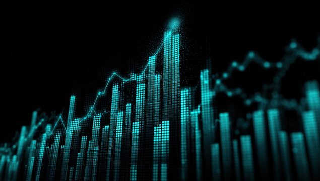 Abstract digital graphic of rising bars and lines - Powered by Adobe