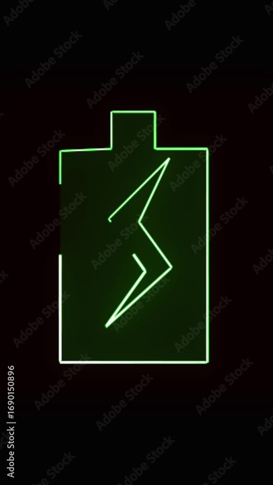 Poster fast energy power lock animation digital interface element vertical video. electricity charge bright