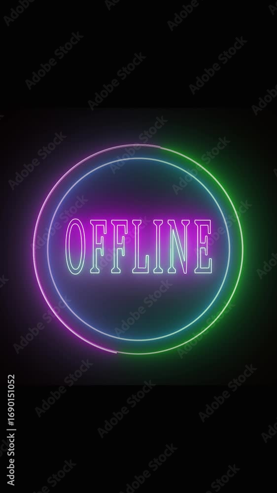 Poster game streaming broadcast graphics neon offline sign animation vertical video. abstract background lo