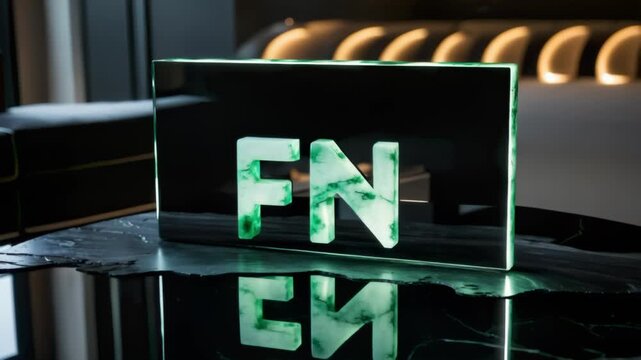 FN Glass-And-Marble Sign In Modern Interior