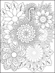 Simple flower illustration for coloring pages