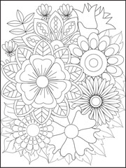 Abstract geometric floral illustration with vibrant colors