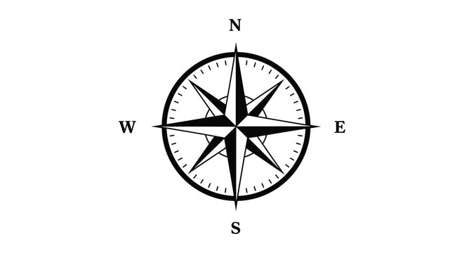 a compass rose showing cardinal directions north south east west