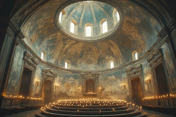Obraz premium Interior of St Peter's Basilica in Vatican City, a magnificent example of Catholic Baroque architecture with a massive dome.