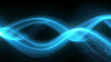 Dynamic abstract blue light trails streak across dark void suggesting futuristic motion and digital energy flow - Powered by Adobe