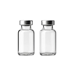 Two Clear Glass Vials with Silver Caps - Pharmaceutical Packaging Mockup