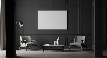 Dark Modern Living Room Interior Design.