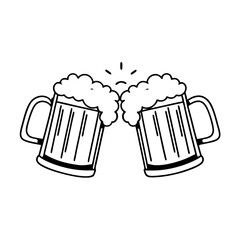 Beer Glass Clinking Vector Illustration on White Background