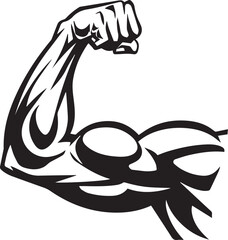 Muscle Flex Silhouette Vector Illustration on White Background