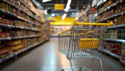 Supermarket aisle with shopping cart (7)