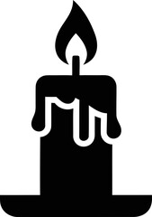 Simple silhouette of a burning candle with dripping wax