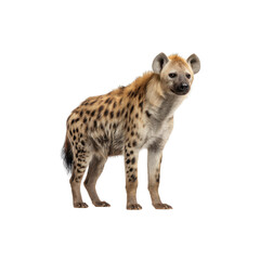 Obraz premium Spotted Hyena Standing, Profile View, Isolated on Black Background
