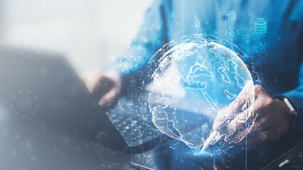 Technology big data. Data analytics. Database. Processing digital. Database processing tech...