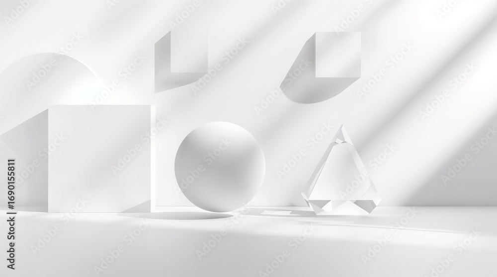 Aufkleber abstract white geometric shapes background for product display and presentation mockup scene design