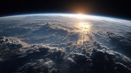 Earth from space at sunrise, a breathtaking view of our planet.