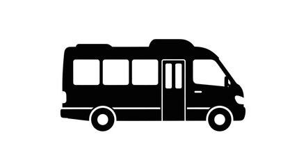 Black Silhouette Icon of a Small Passenger Minibus.