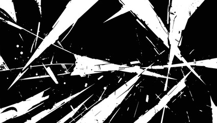 Vector art of abstract black and white shattered glass texture with sharp edges