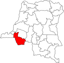 A vector map of the Democratic Republic of Congo highlighting the Kwango province. Perfect for data visualization, reports, and presentations.

