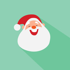 Santa Claus icon. Santa Claus face in flat design. Christmas card template. Colorful vector illustration