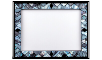 ブルー系シェルモザイクの長方形フレーム