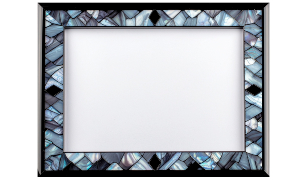 ブルー系シェルモザイクの長方形フレーム