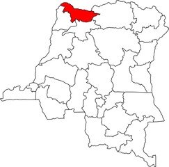 A clean, professional vector map of the Democratic Republic of the Congo with the Nord-Ubangi province highlighted. Great for presentations, reports, and visualizing regional data.

