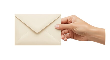 Fototapeta premium Hand Holding a Light Beige Envelope.