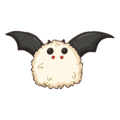 Cute Fluffy Bat Creature Cartoon Illustration