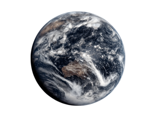 Stunning satellite image of earth showing weather patterns and cloud formations, Isolated On White Background, Png Transparent