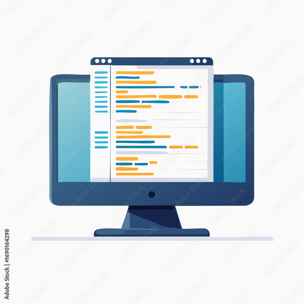 Aufkleber flat design computer screen showing code