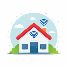 Naklejka premium Smart Home Wi-Fi Connection Illustration