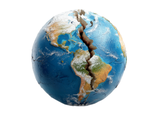 Cracked earth globe environmental disaster concept, Isolated On White Background, Png Transparent