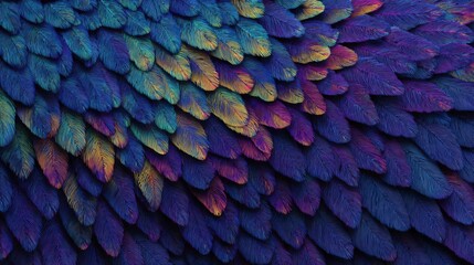 Obraz premium Vibrant, multicolored feather patterns create an eye-catching abstract design.