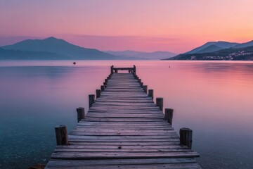 Obraz premium Serene sunrise over a tranquil lake