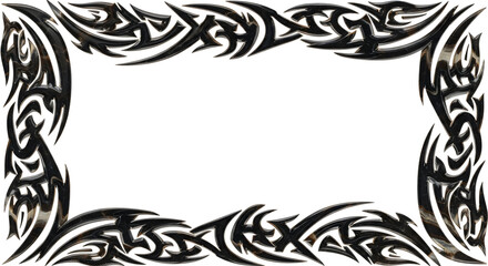 Fototapeta premium Bold tribal border design with sharp, dynamic edges and a glossy black finish