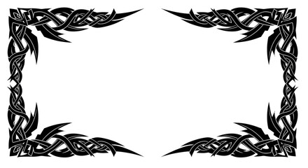 Intricate black Celtic knot border design adds ancient elegance to any project