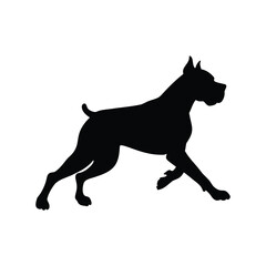 Powerful Boxer Dog Silhouette in Motion, a Study of Strength and Grace, boxer doing roadwork running silhouette vector illustration