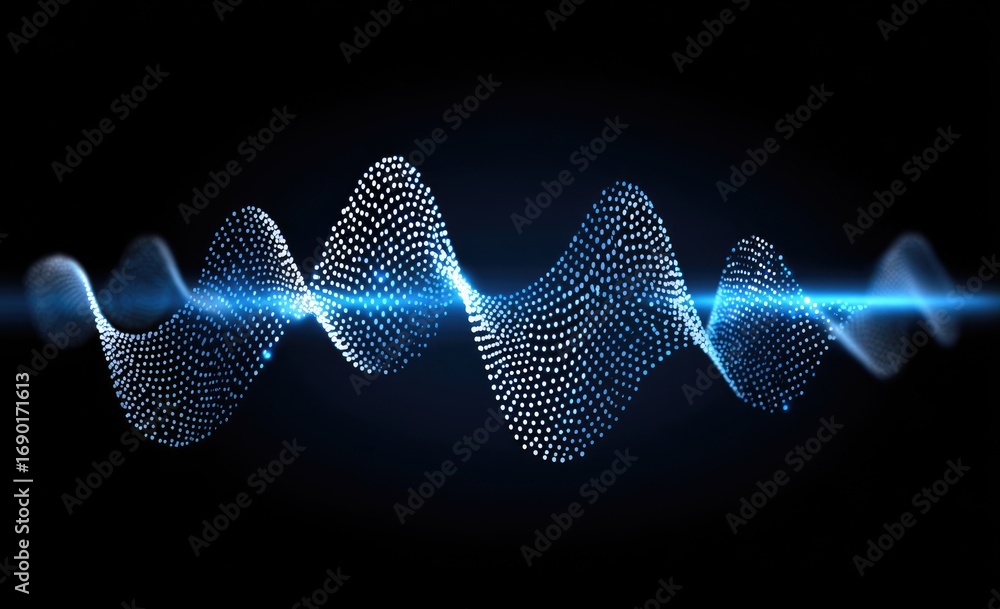 Poster a dynamic digital wave representation illustrating sound frequencies