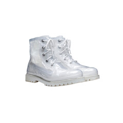 Transparent White Lace-Up Boots Fashionable Rain Footwear