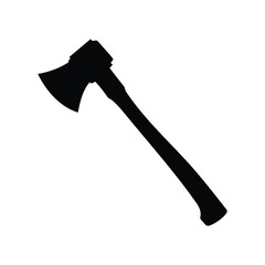 Silhouette of a sharp axe for cutting wood and outdoor tasks, camp axe silhouette vector illustration