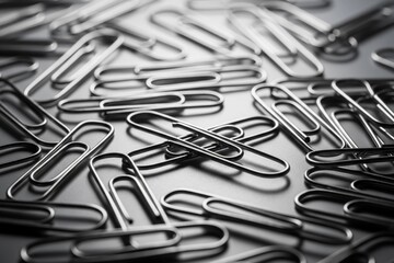 Scattered Metallic Paper Clips Office Supplies Business Background