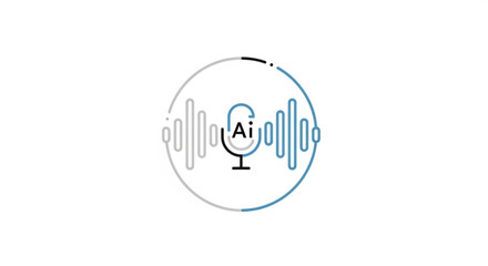 AI Voice Technology Concept Represented by Microphone with Sound Waves, Modern Design for Podcast, Voice Assistant, and Audio Branding in Business