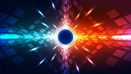 Futuristic Abstract Background with Glowing Geometric Light Rays