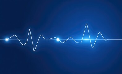 A striking visual representation of an electrocardiogram (ECG) with a blue background. This image symbolizes heart health, vitality, and medical advancements in cardiology.